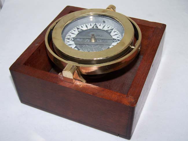 A Nice late 19th century Boxed Ships' Compass by Charles C. Hutchinson, Boston, circa 1890